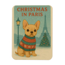 Schattige Franse Bulldog Kerstmis in Parijs | Vint