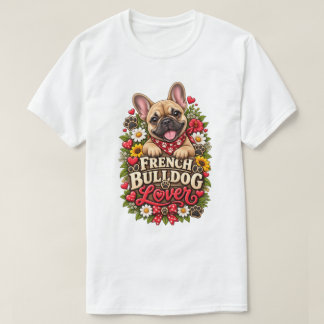 Schattige Franse Bulldog Liefhebber Bloemige Poota T-shirt