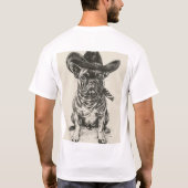 Schattige Franse Bulldog met Cowboy Pet Retro Inkt T-shirt (Achterkant)