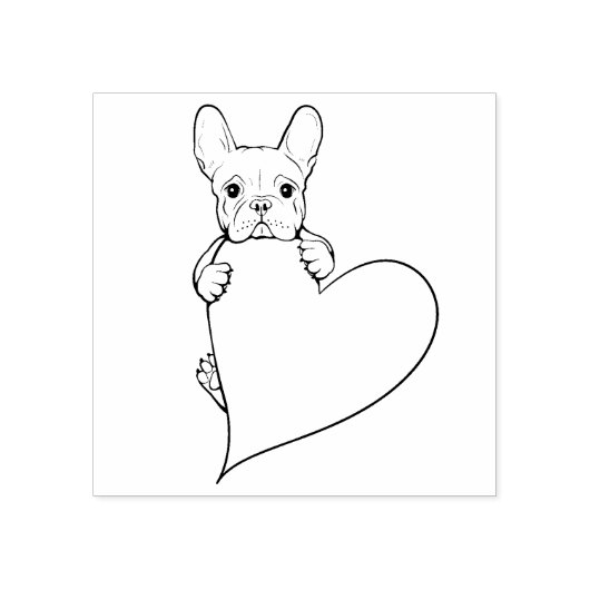 Schattige Franse Bulldog met een Hart Rubberstempel (Afrduk)