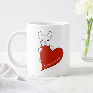 Schattige Franse Bulldog met een Rode Hart Grote Koffiekop