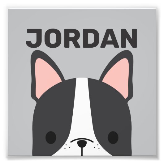 Schattige Franse Bulldog met Gepersonaliseerde Naa Foto Afdruk (Voorkant)