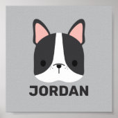 Schattige Franse Bulldog met Gepersonaliseerde Naa Poster (Voorkant)
