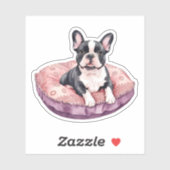 Schattige Franse Bulldog op een kussen Sticker (Vel)