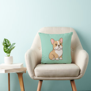 Schattige Franse Bulldog op Groen Kussen
