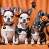 Schattige Franse Bulldog Puppies Halloween Poster