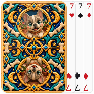 Schattige Franse Bulldog Puppy, Baby Hond Pokerkaarten