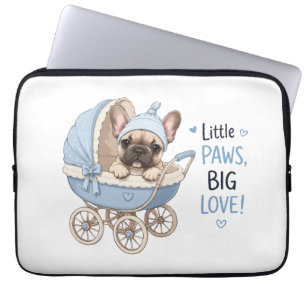 Schattige Franse Bulldog Puppy Babywagen Retro Kun Laptop Sleeve