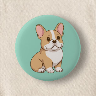 Schattige Franse Bulldog Puppy op Groen Ronde Button 5,7 Cm