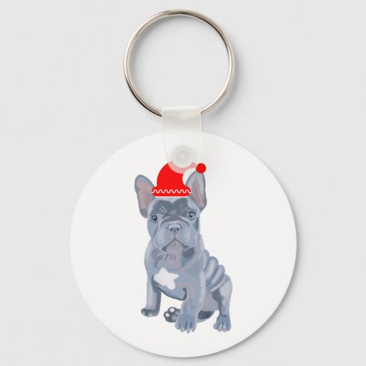 Schattige Franse Bulldog Puppy Sleutelhanger (Voorkant)