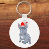 Schattige Franse Bulldog Puppy Sleutelhanger (Voorkant)