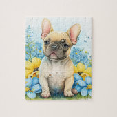 Schattige Franse Bulldog Puppy Spring Floral Dog Legpuzzel (Verticaal)