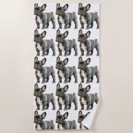 Schattige Franse Bulldog Puppy Strandlaken