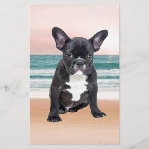 Schattige Franse Bulldog Strand Zon Water Briefpapier