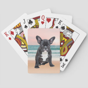 Schattige Franse Bulldog Strand Zon Water Speelkaarten