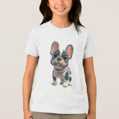 Schattige Franse Bulldog Tri-Blend Shirt (Voorkant)