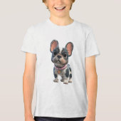 Schattige Franse Bulldog Tri-Blend Shirt (Voorkant)