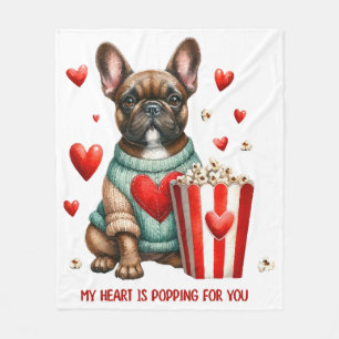 Schattige Franse Bulldog Valentijnsdag hart Fleece Deken