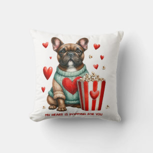 Schattige Franse Bulldog Valentijnsdag hart Kussen