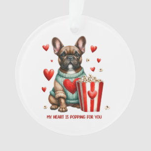 Schattige Franse Bulldog Valentijnsdag hart Ornament