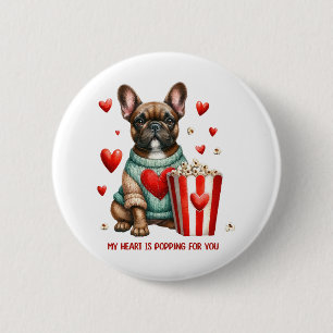 Schattige Franse Bulldog Valentijnsdag hart Ronde Button 5,7 Cm