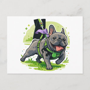 Schattige Franse Bulldog Wandelt in Park Briefkaart