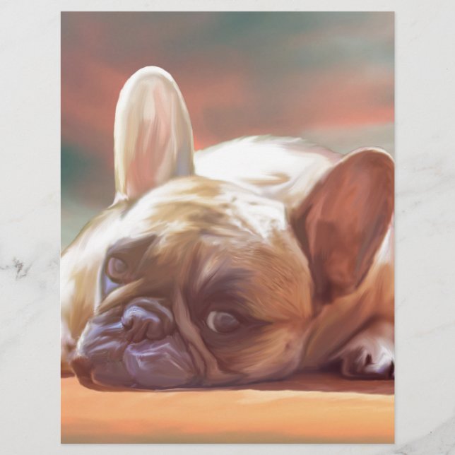 Schattige Franse Bulldog Water Kleur Kunst Schilde (Voorkant)