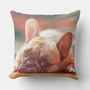 Schattige Franse Bulldog Water Kleur Kunst Schilde Kussen
