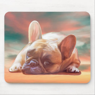 Schattige Franse Bulldog Water Kleur Kunst Schilde Muismat