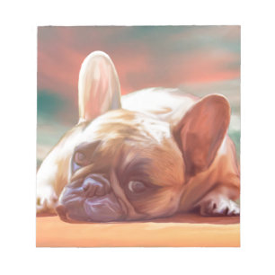 Schattige Franse Bulldog Water Kleur Kunst Schilde Notitieblok