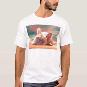 Schattige Franse Bulldog Water Kleur Kunst Schilde T-shirt