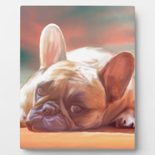 Schattige Franse Bulldog Waterverf Kunstschilderij Fotoplaat
