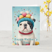 Schattige Franse Bulldog, Yarn Crown CX8 Aangepast Kaart (Gele Bloem)