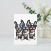 Schattige Franse Bulldogs met zonnebril Briefkaart (Staand voorkant)