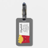 schattige franse frj met grijze achtergrond bagagelabel (Achterkant verticaal)