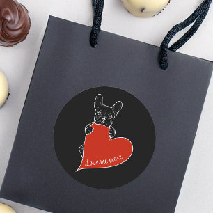 Schattige Franse hond met een rood hart Ronde Sticker