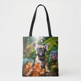 😍Schattige Franse pup in een jungle Tote Bag