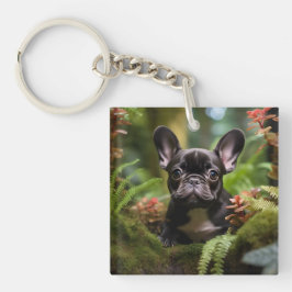 🐶💛Schattige Franse puppy in een jungle Sleutelhanger