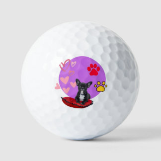 Schattige Franse puppy met harten Golfballen