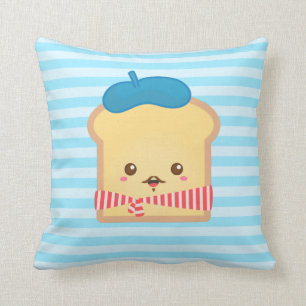 schattige Franse toast met blauwe baret hoed Kussen