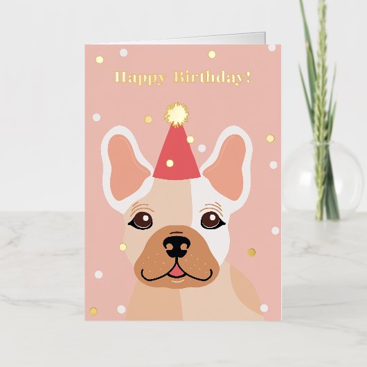 Schattige Frenchie Gefeliciteerd Folie Wenskaart (Voorkant)