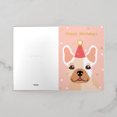 Schattige Frenchie Happy Birthday Folie Wenskaart (Buiten Laag)