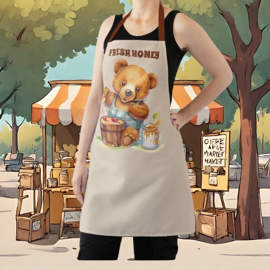 Schattige Fresh Honey beer voeg tekstverkopers toe Schort
