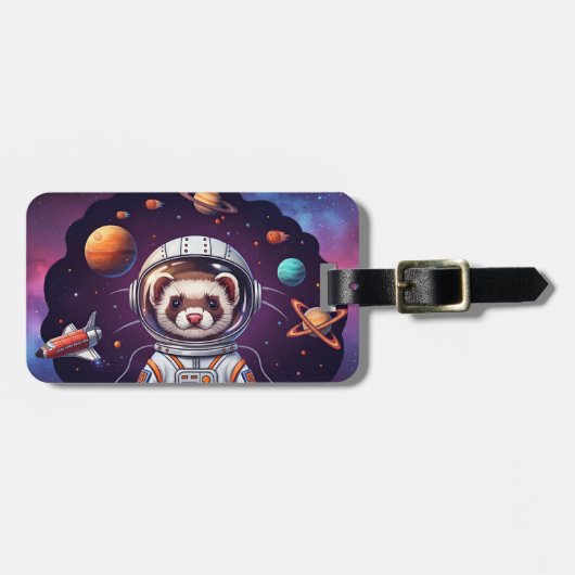 Schattige Fret Astronaut in de Ruimte Bagagelabel (Voorkant horizontaal)