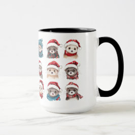 Schattige fretten in kerst Petten Mok