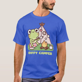 Schattige Frog bij Campfire Hoppy Camper Pun T-shirt