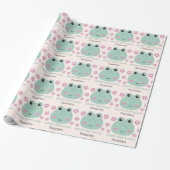 Schattige Frog Face Flower Naam Kids Verjaardag Cadeaupapier (Uitgerold)
