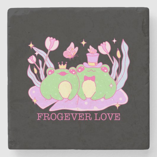 Schattige Frog - Froever Love Stenen Onderzetter (Voorkant)