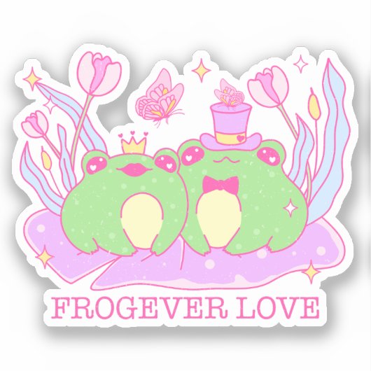 Schattige Frog - Froever Love Sticker (Voorkant)