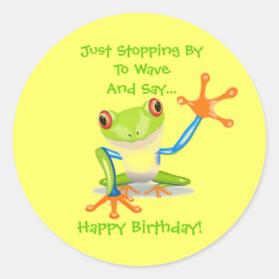 Schattige Frog Funny Animal Kinder Happy Birthday Ronde Sticker